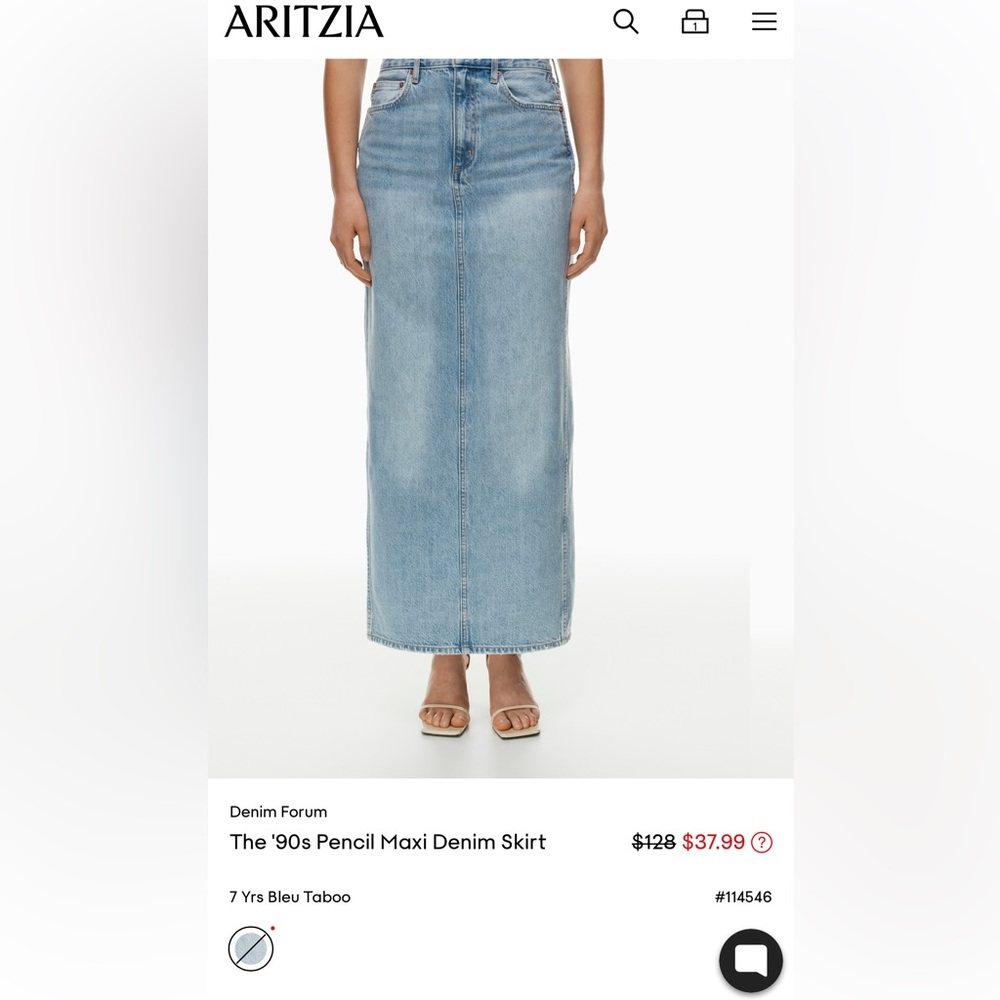 Aritzia Denim Forum '90s Pencil Maxi Skirt in Light Blue
